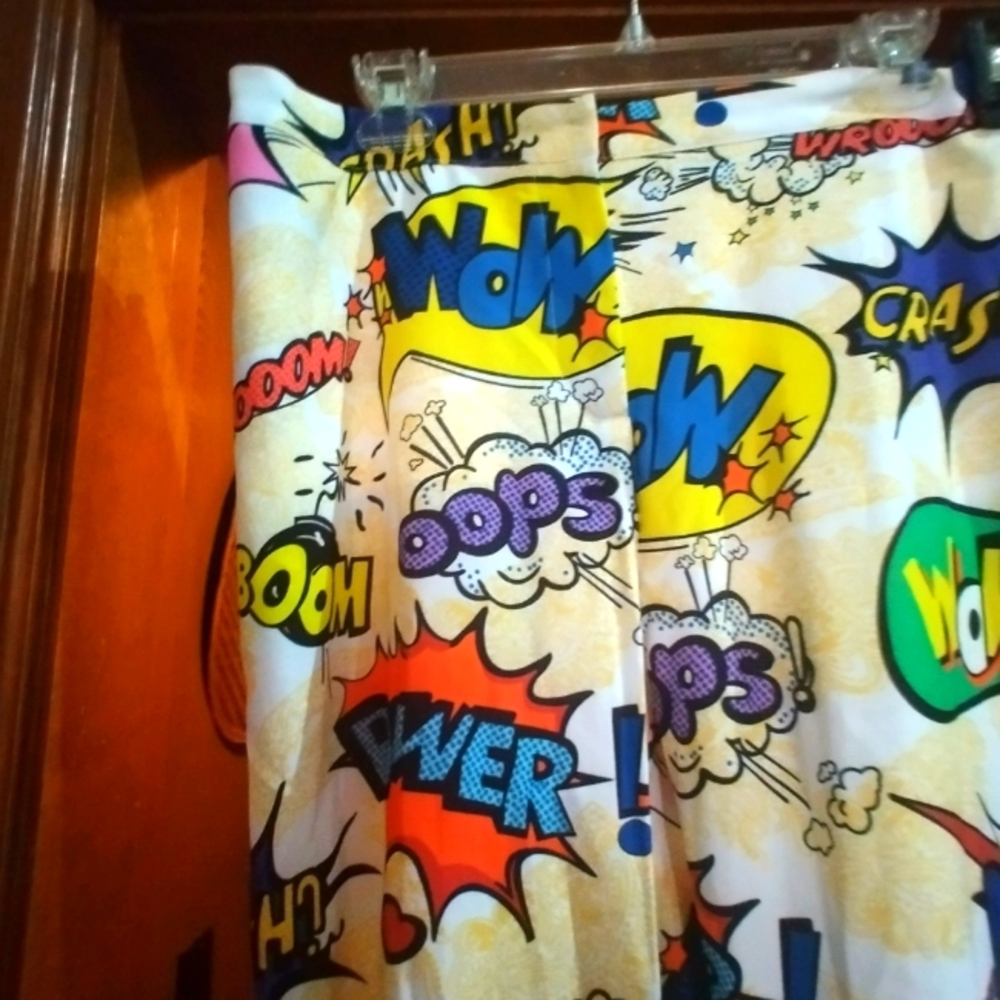 L'atiste by Amy oops boom wow comic strip loose fit pants net XL..rare